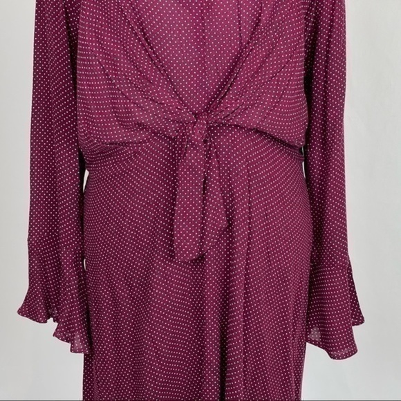 Anthropologie Le Lis Burgundy & White Polka Dot Ballet Core Dress NWOT - Picture 4 of 12